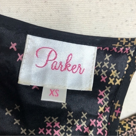 Parker black silk dress with yellow and pink X’s size XS - Picture 6 of 6